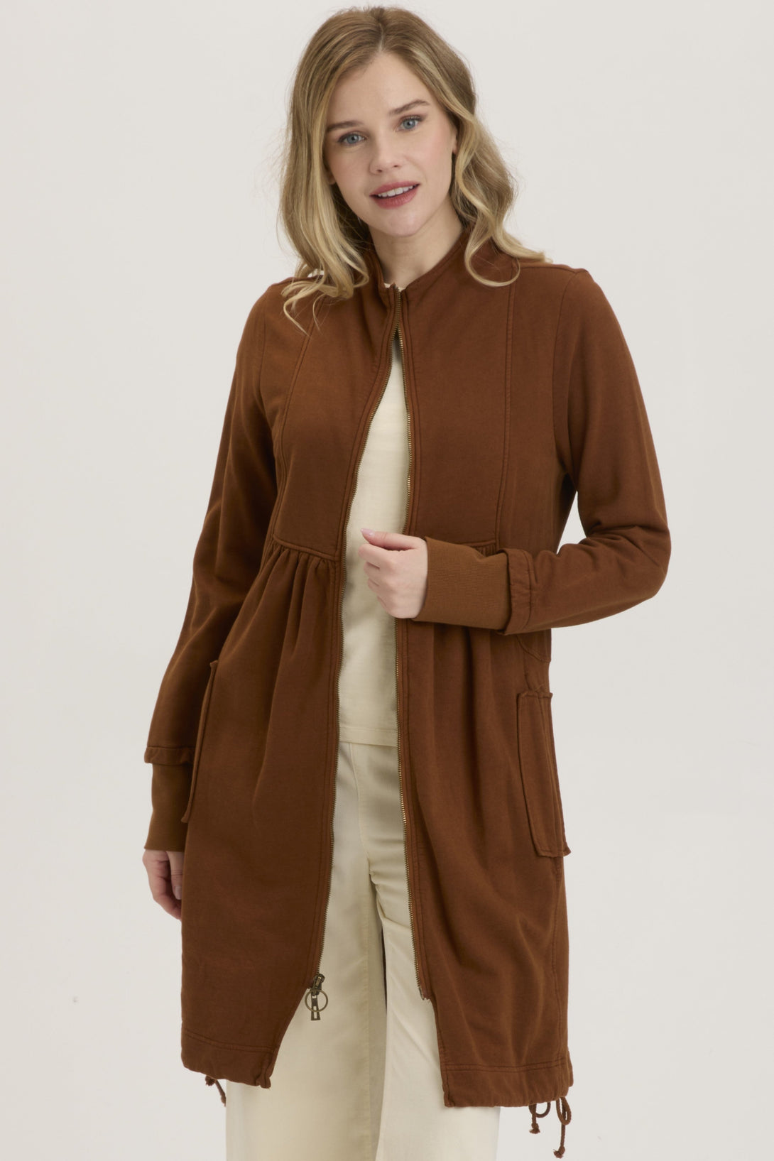 Wearables by XCVI's Fleece Funnel-Neck Coat black Russet