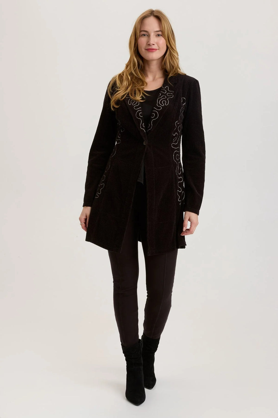 XCVI's Rhodora Long Blazer Black 