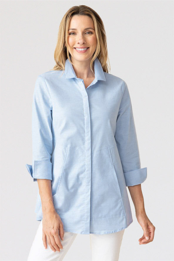 Habitat-Womens-Clothing-Shirt-Placket-Woven-ButtonDown-Cotton-Oxford-Blue