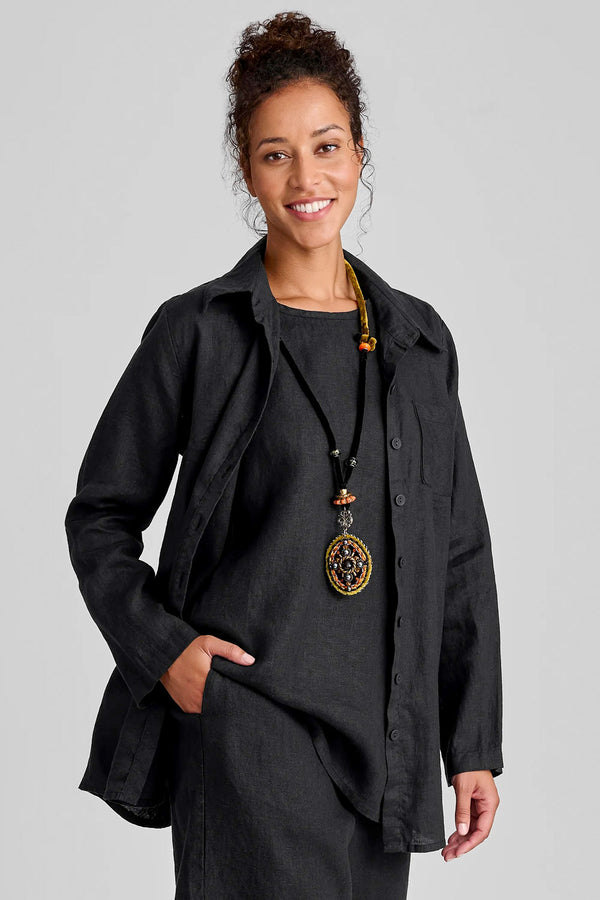 Flax Black Linen Jacket by Jeanne Engelhart – The Curatorial Dept.