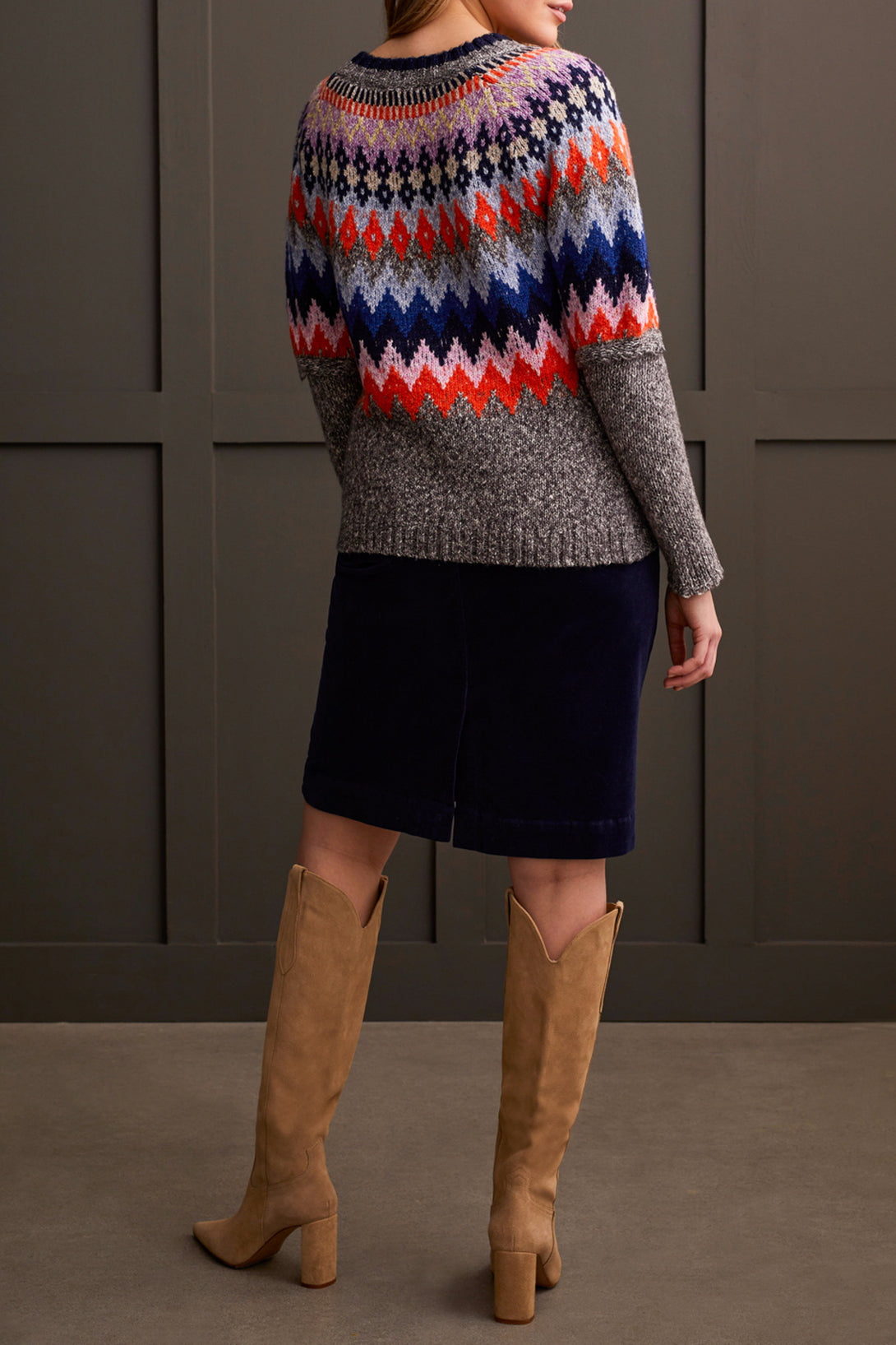 Tribal's Crew Neck Intarsia Sweater