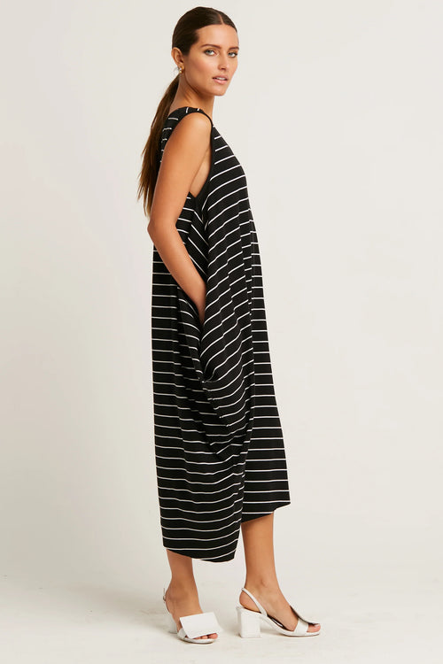 Striped Waterfall Dress