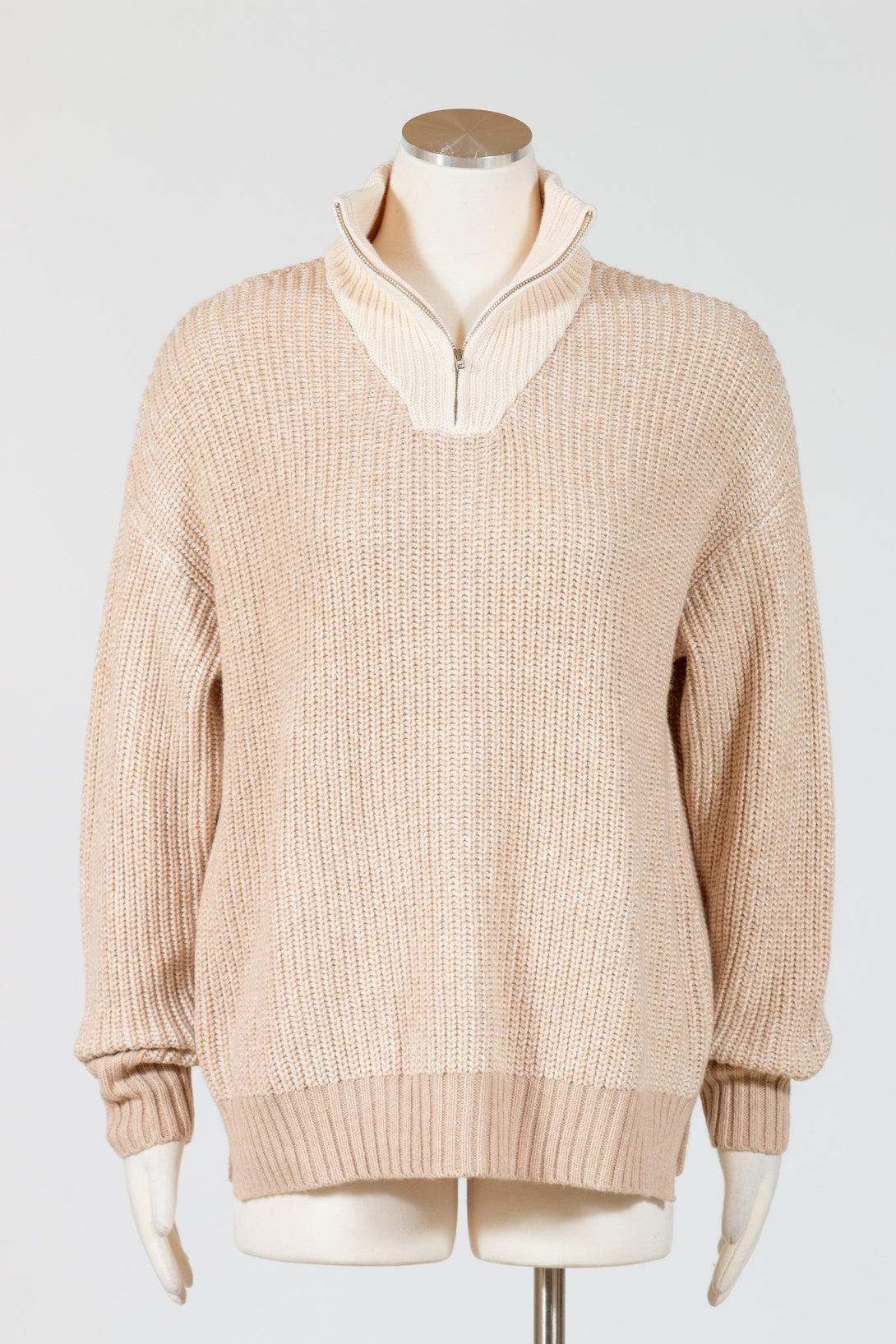 ZaketPlover-ZipCollar-Sweater-Almond-Beige