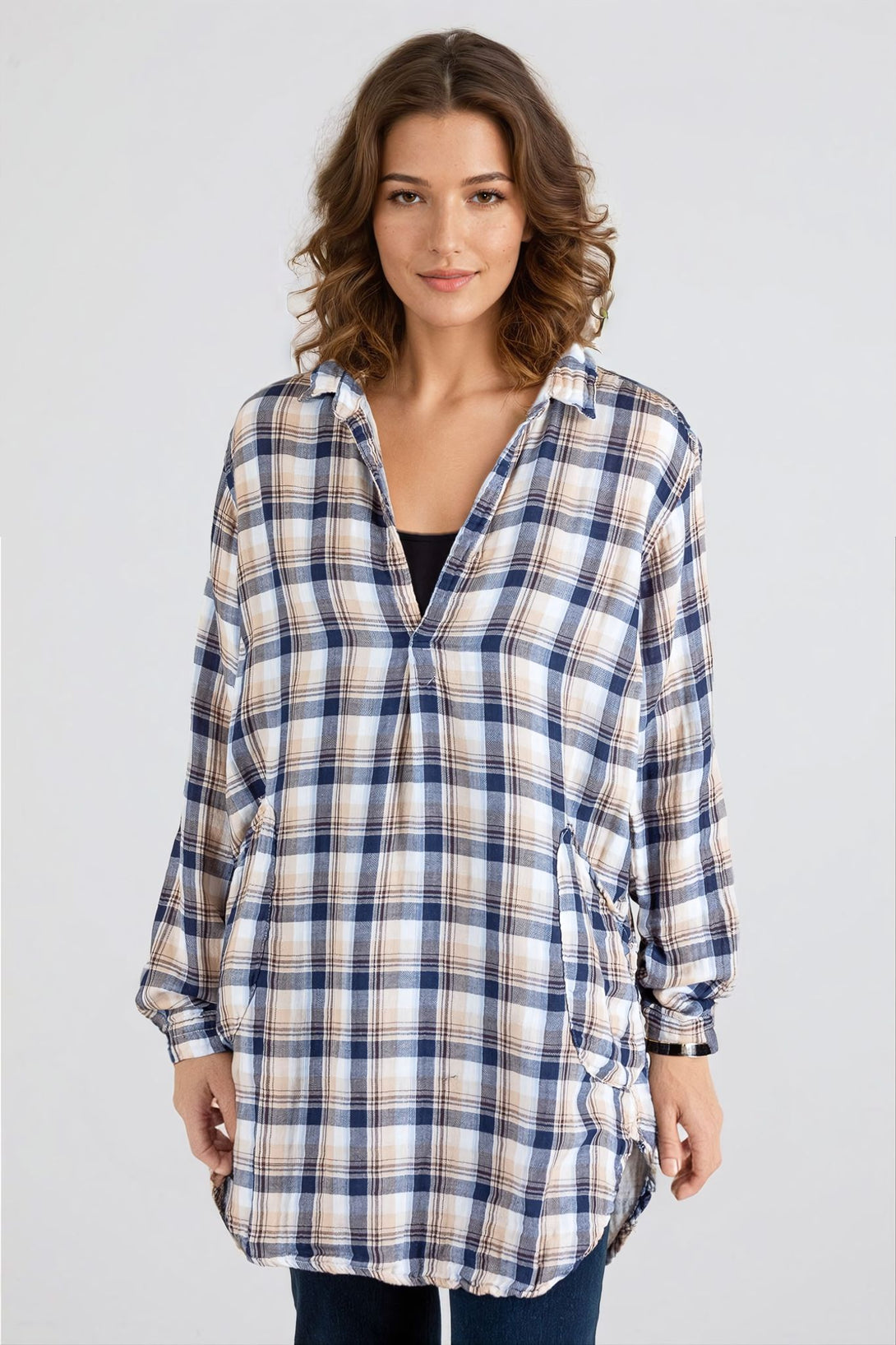 CPShades-Teton-Tunic-Top-Cotton-Plaid-Navy-Cream