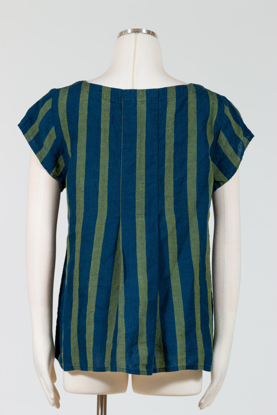 FLAX-Linen-Tuck-Back-Tee-Stripe-Green