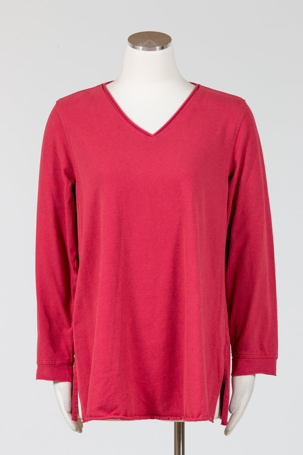 Kleen-Clothing-VNeck-Top-Cotton-Rosy-Red