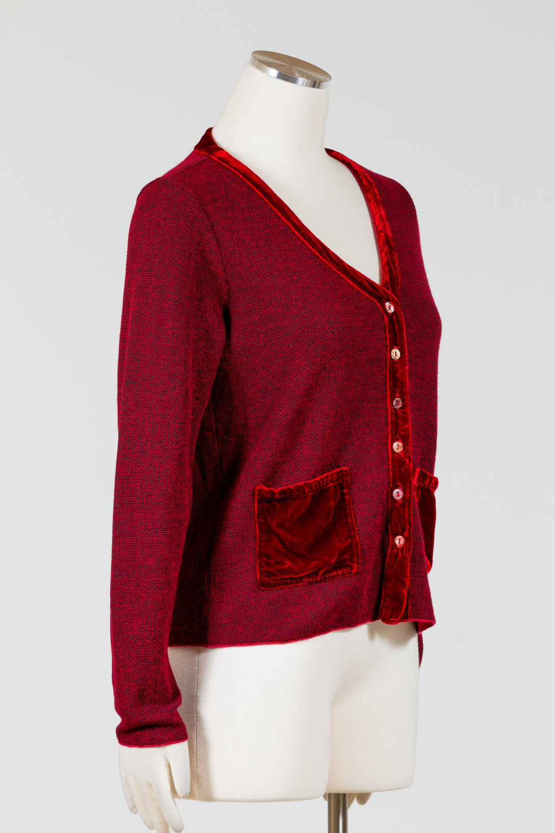 CutLoose-Clothing-CroppedPocket-Cardigan-Velvet-Cardinal-Red