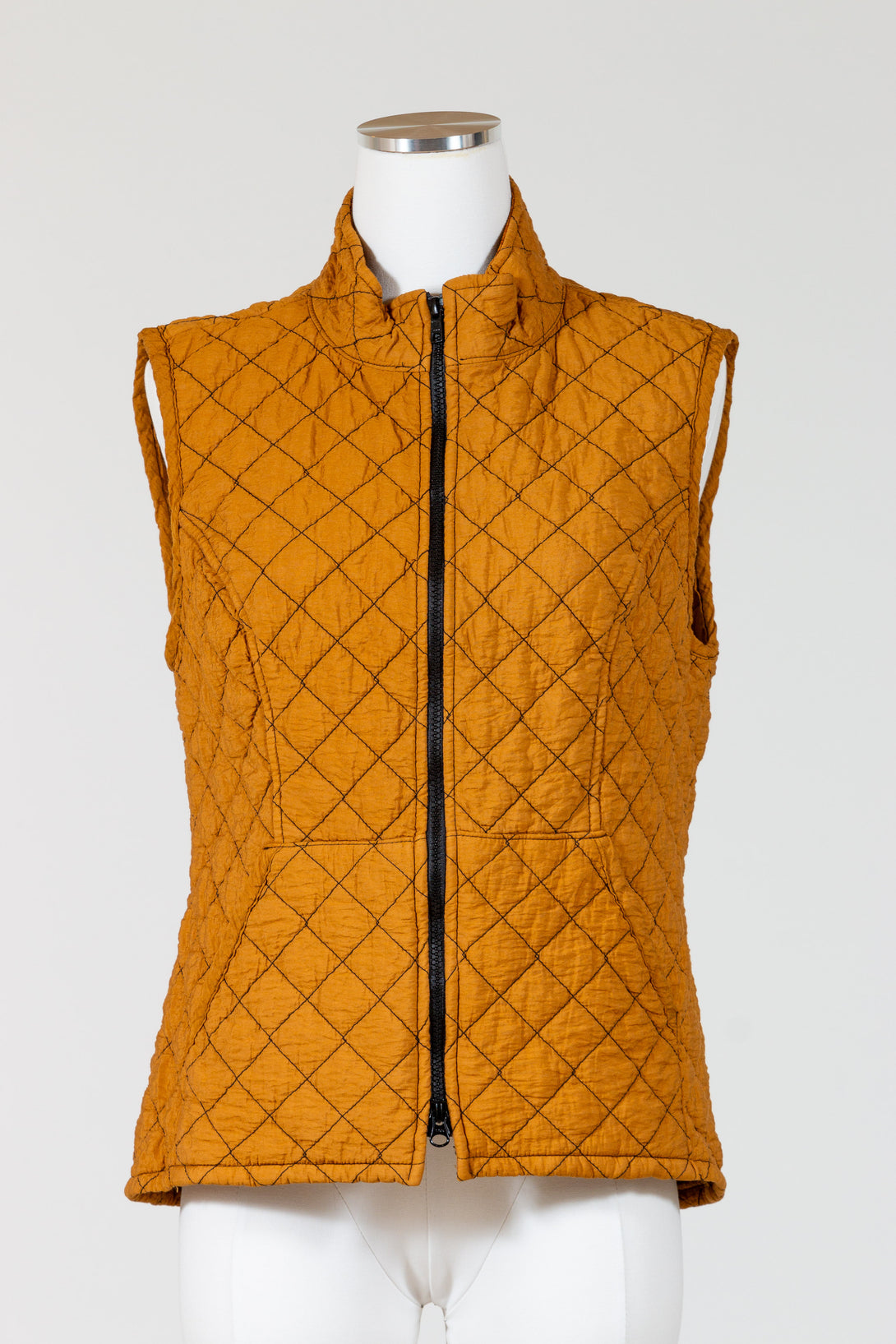 CutLoose-Clothing-Sleeveless-Quilted-Zipped-Vest-Velvet-Cognac-Red