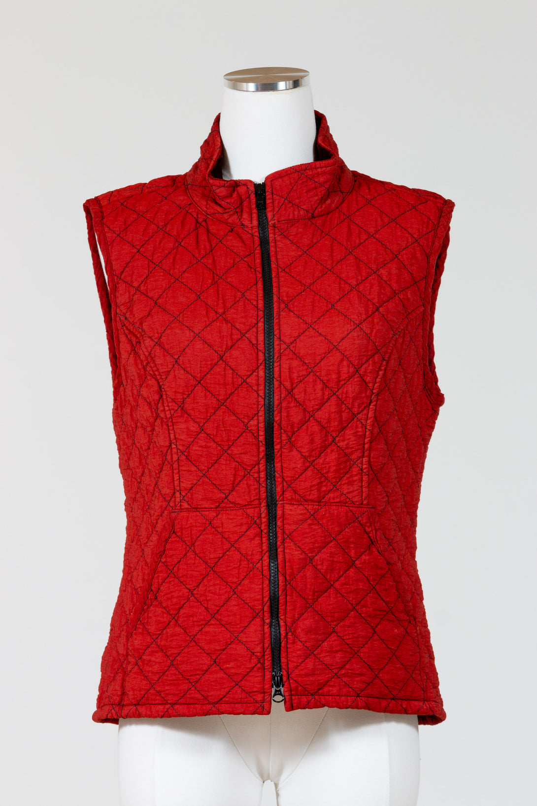 CutLoose-Clothing-Sleeveless-Quilted-Zipped-Vest-Velvet-Cognac-Red