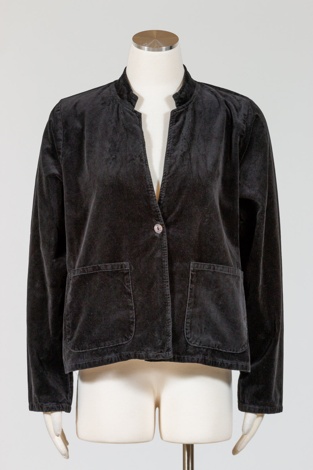 CutLoose-Womens-Clothing-Cropped-Jacket-Velvet-Black