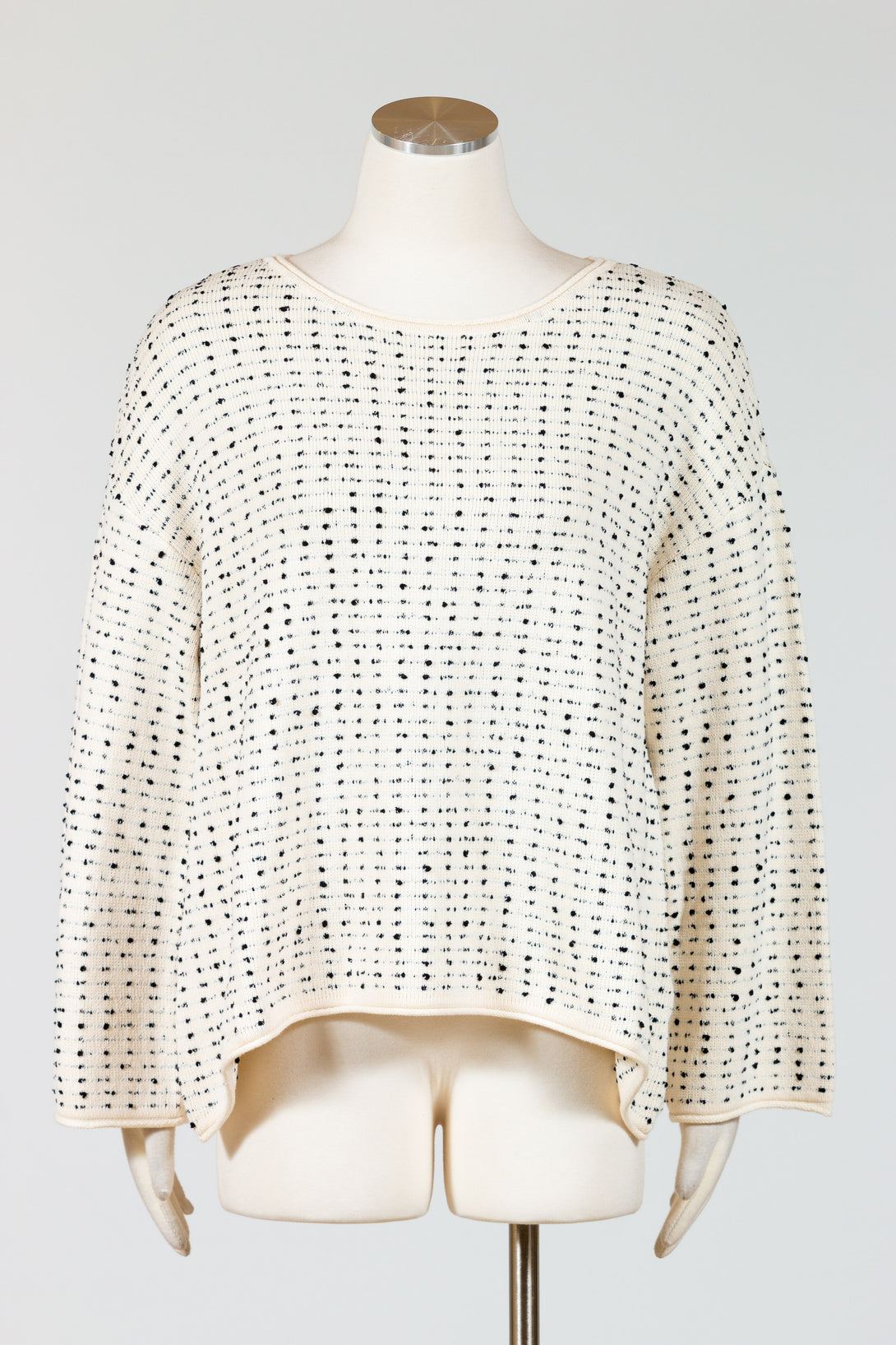 LIV-Habitat-Womens-Clothing-Textured-Dots-Sweater-Winter-White