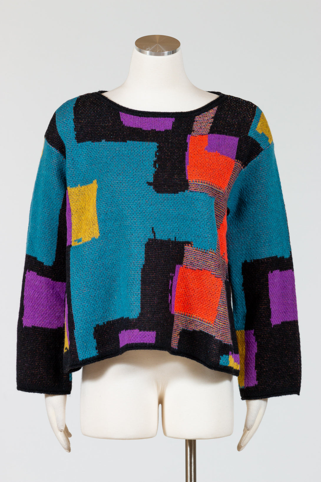 LIV-Habitat-Womens-Clothing-Collage-Swing-Sweater-Multi-Teal