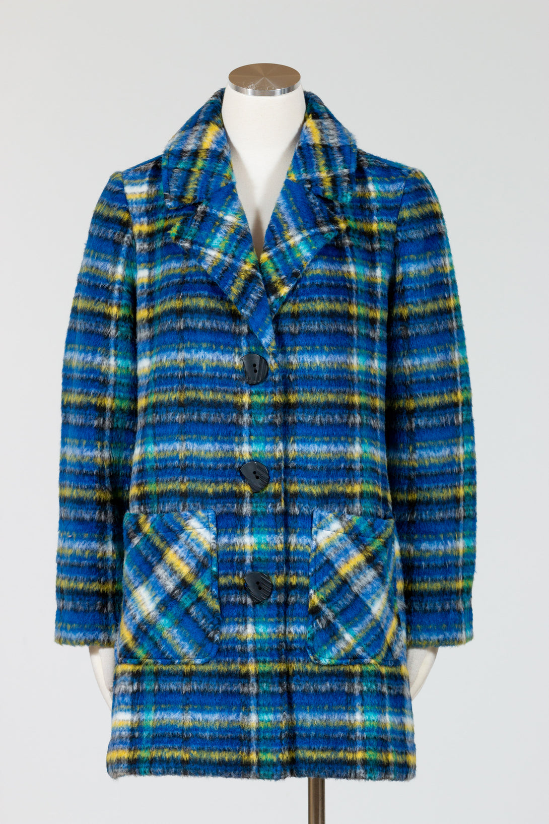 Habitat-Womens-Clothing-Tartan-Coat-Fuzzy-Knit-Sapphire-Teal-Blue