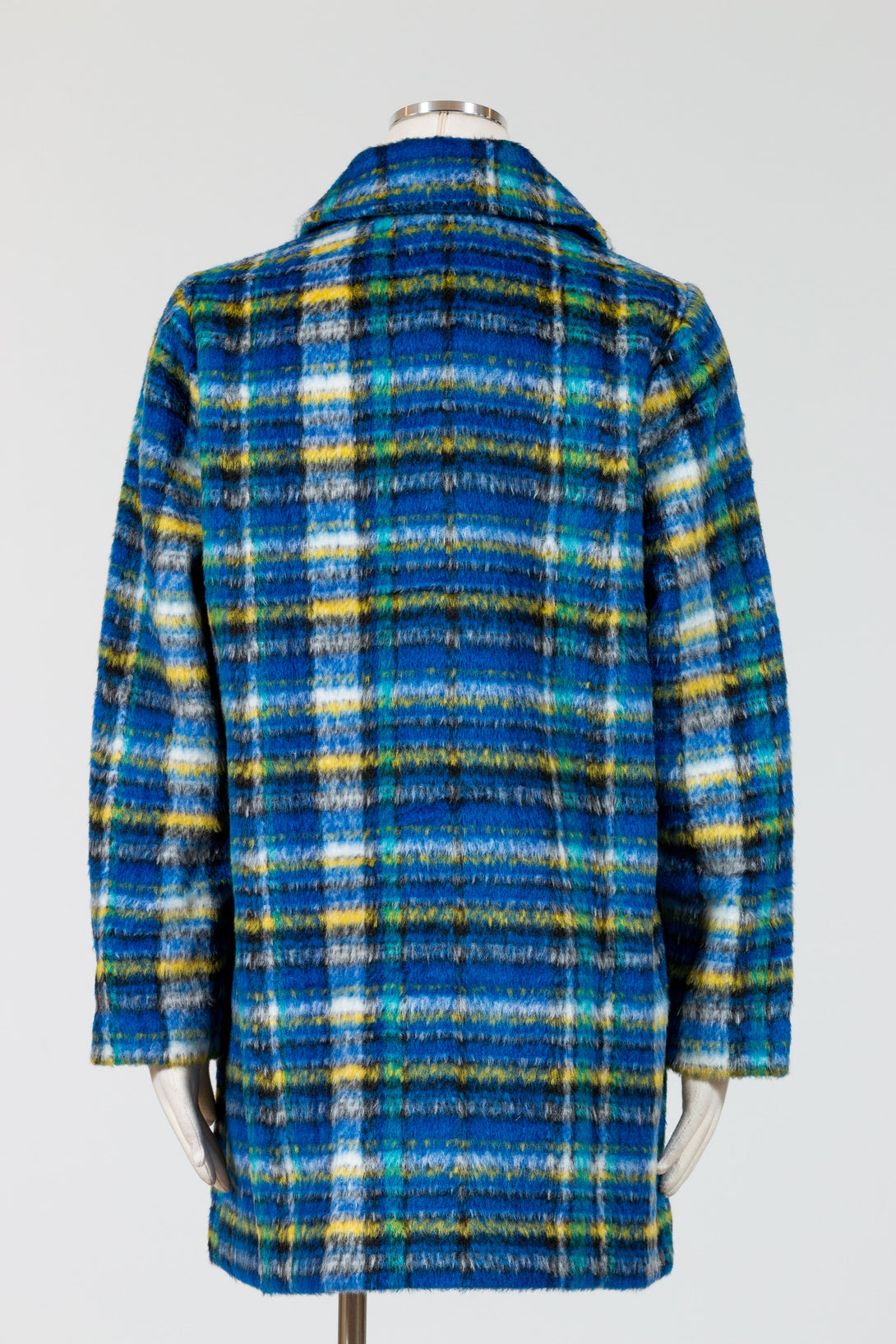 Habitat-Womens-Clothing-Tartan-Coat-Fuzzy-Knit-Sapphire-Teal-Blue