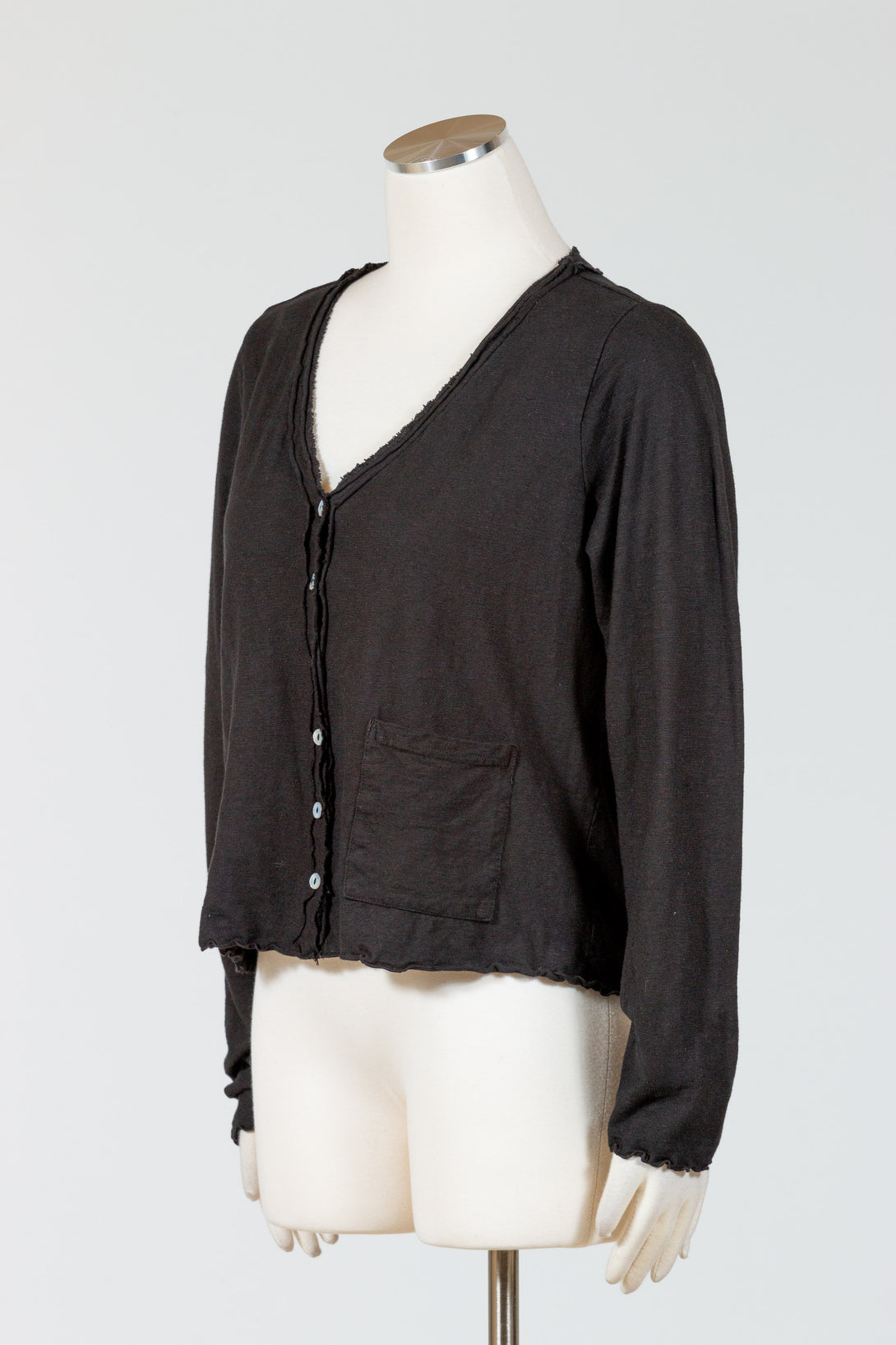 CutLoose-Womens-Clothing-Fashion-Cropped-Pocket- Cardigan-Cotton-Linen-Black