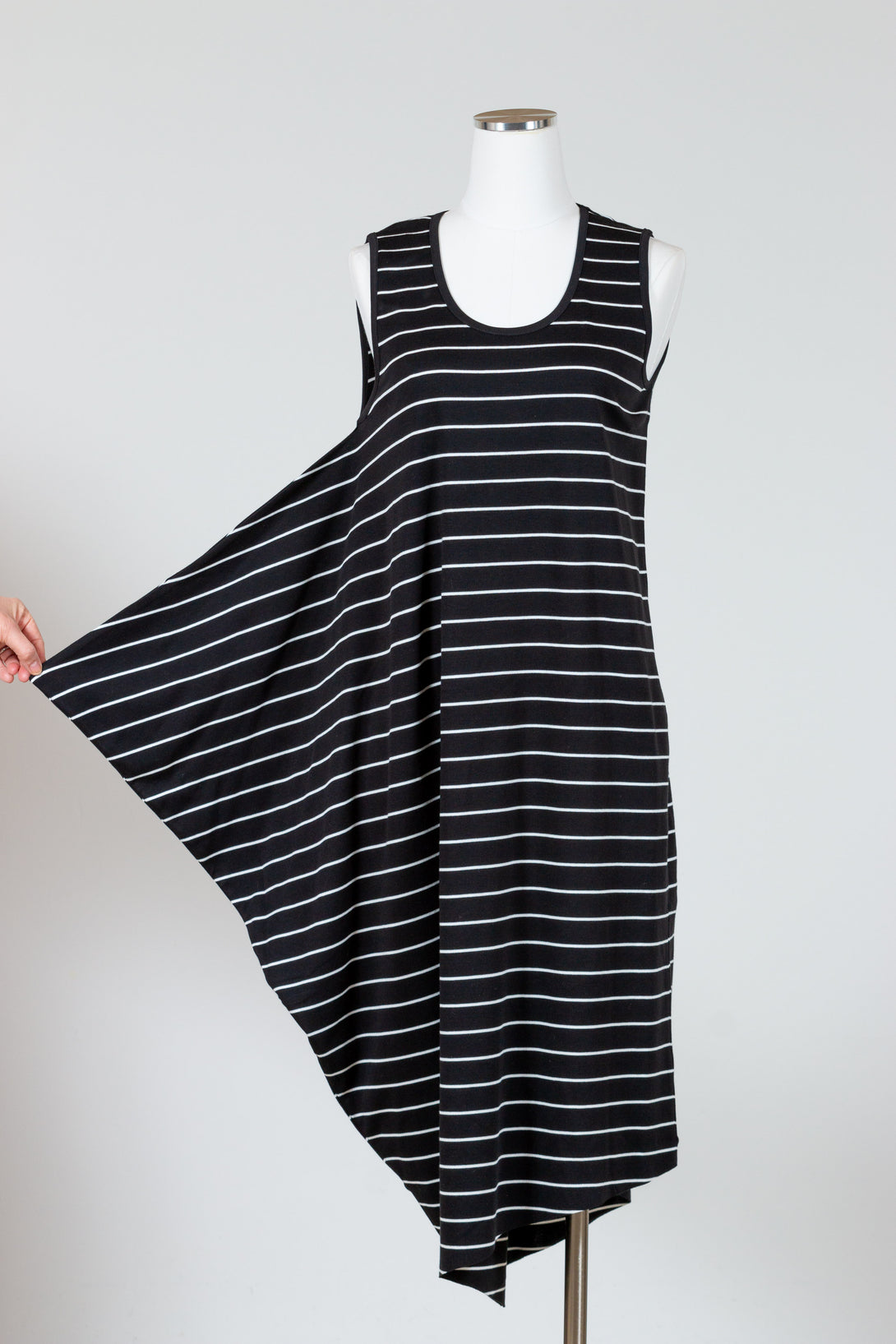 PLANET by Lauren G's Striped Waterfall Dress Black/White