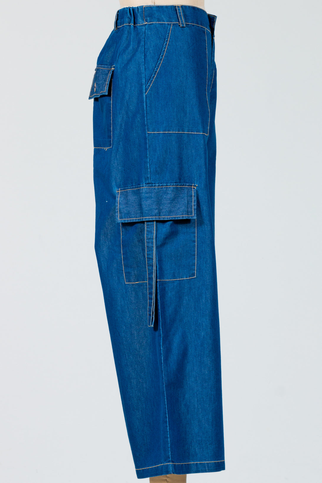 Tulip-Womens-Clothing-Colton Cargo-Pant-Cotton-Polyester-Cropped-WideLeg-Pockets-Blue-Denim