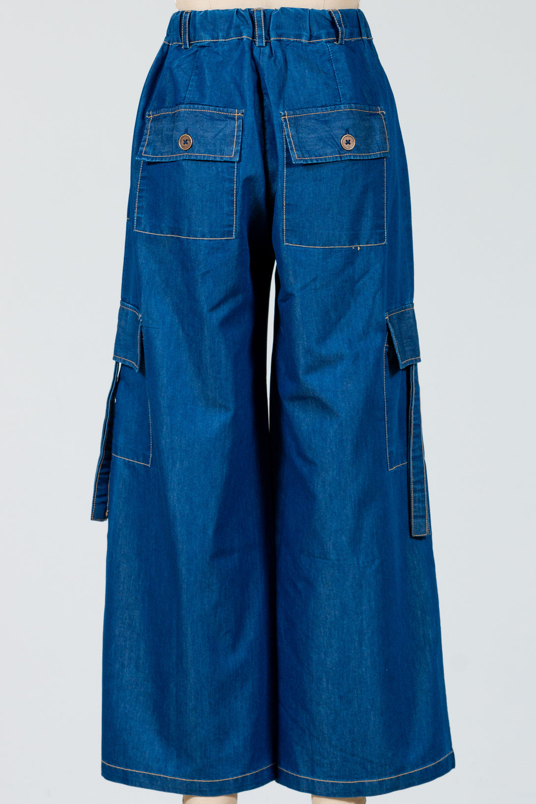 Tulip-Womens-Clothing-Colton Cargo-Pant-Cotton-Polyester-Cropped-WideLeg-Pockets-Blue-Denim