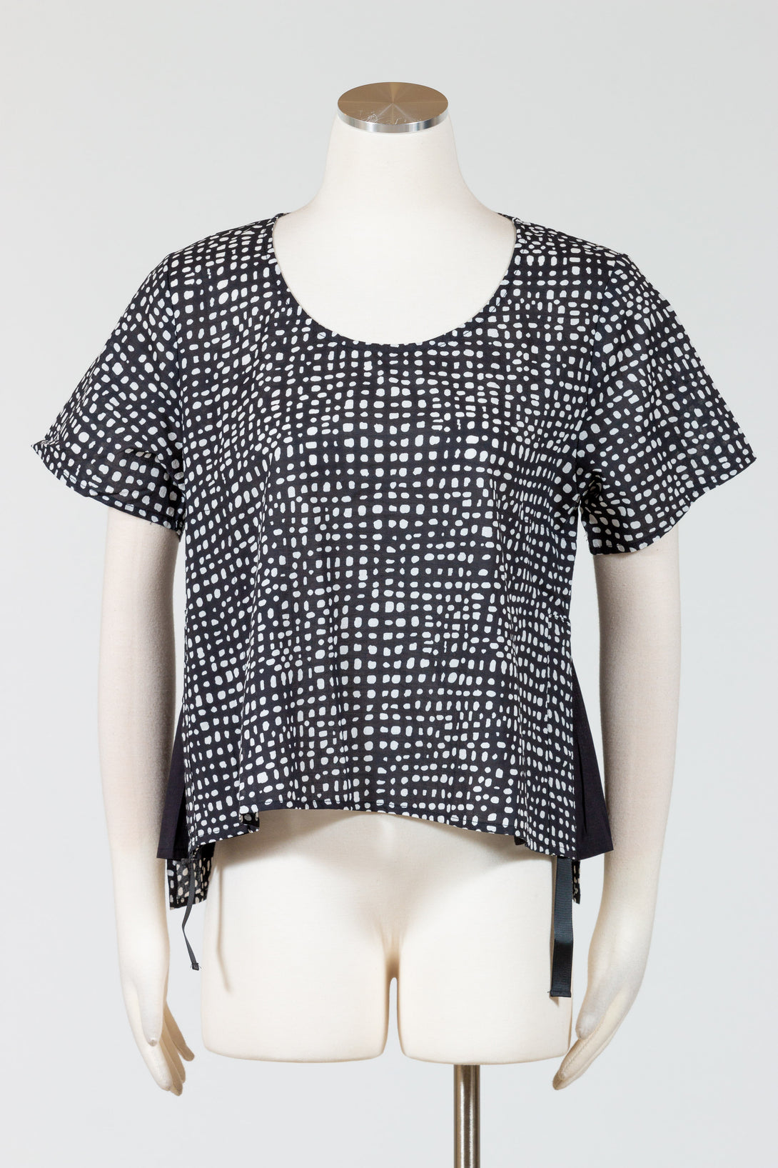 Tulip-Womens-Clothing-Gwyneth-Top-Shirt-Woven-Loose-Cotton-Black-Dot