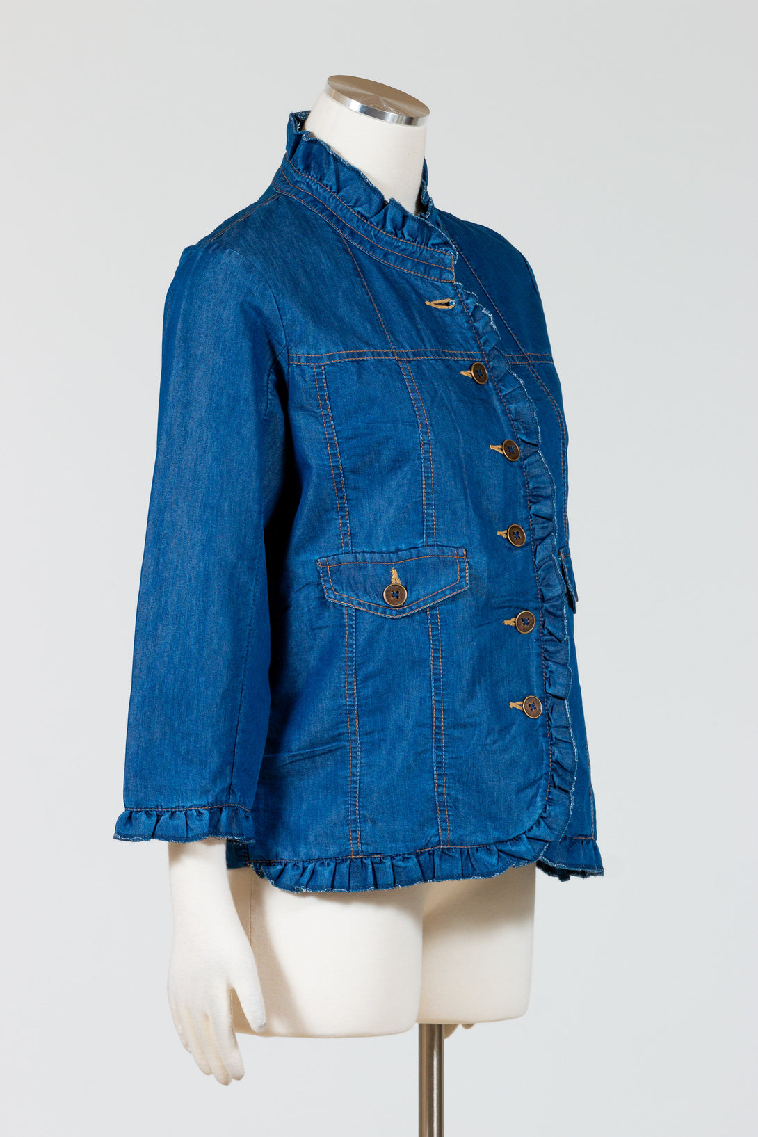 Tulip-Womens-Clothing-Sterling-Jacket-Demim-Ruffle-Stretch-Blue