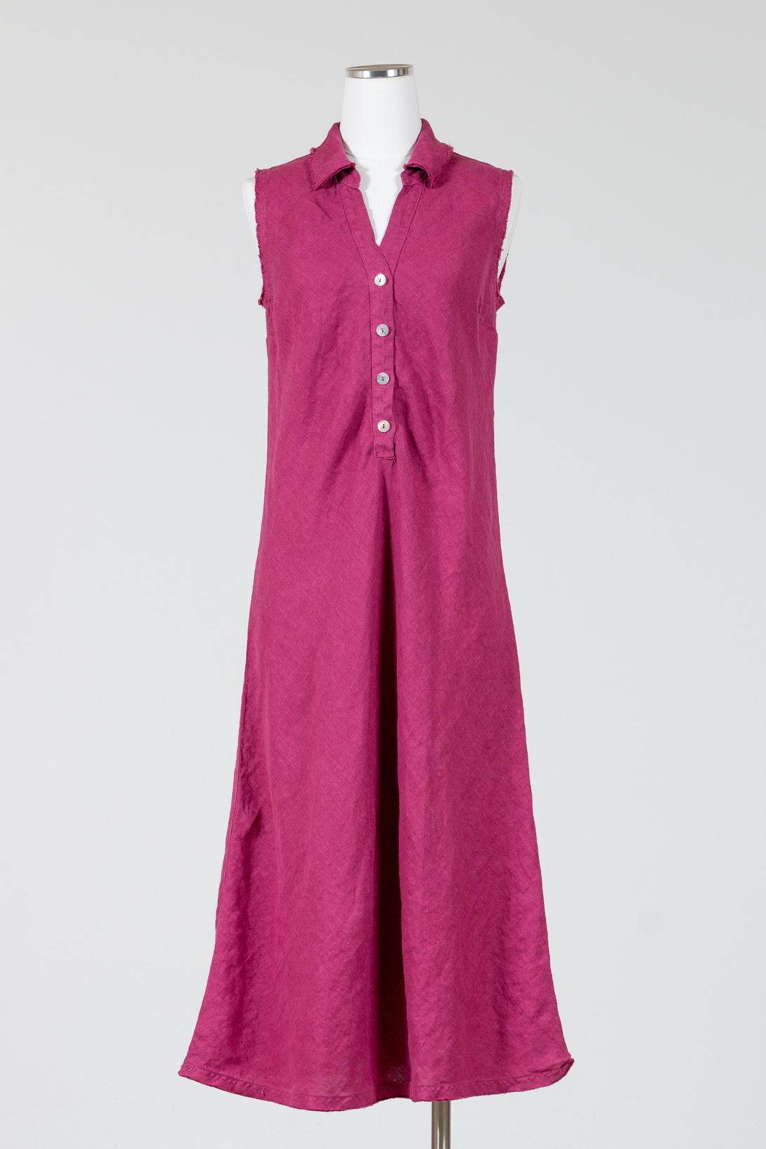 CutLoose-Womens-Clothing-Bias-Placket-Dress-VNeck-Sleeveless-Linen-Rhubarb-Berry-Purple