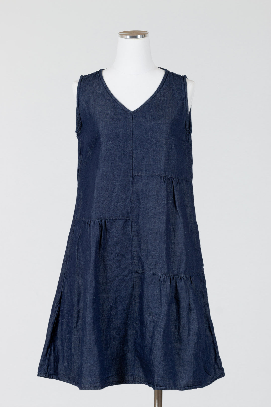 CutLoose-Womens-Clothing-Patch-Dress-VNeck-Flax-Cotton-Denim-Sleeveless-Laundered