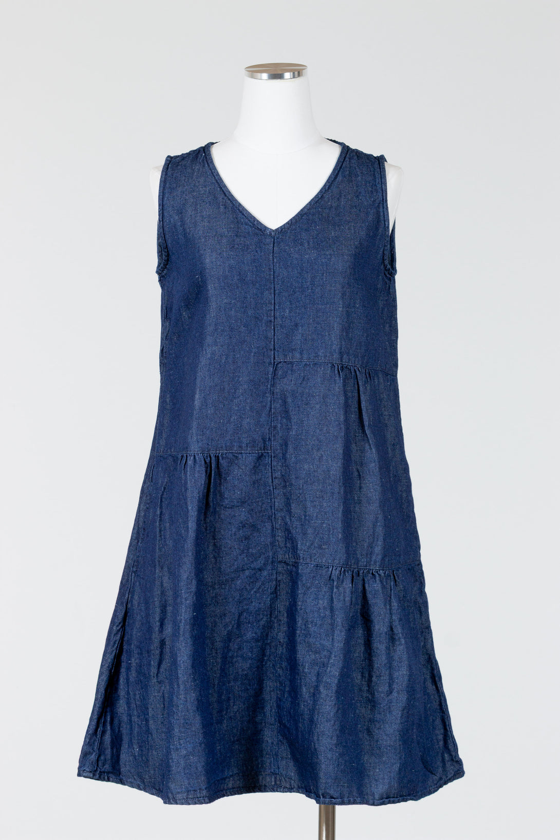 CutLoose-Womens-Clothing-Patch-Dress-VNeck-Flax-Cotton-Denim-Sleeveless-Laundered