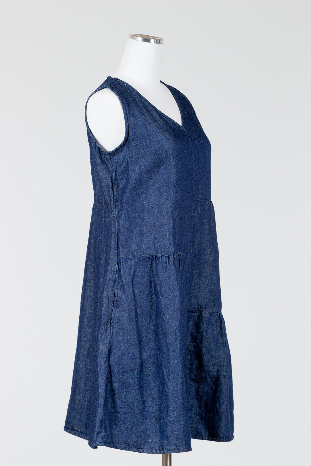 CutLoose-Womens-Clothing-Patch-Dress-VNeck-Flax-Cotton-Denim-Sleeveless-Laundered