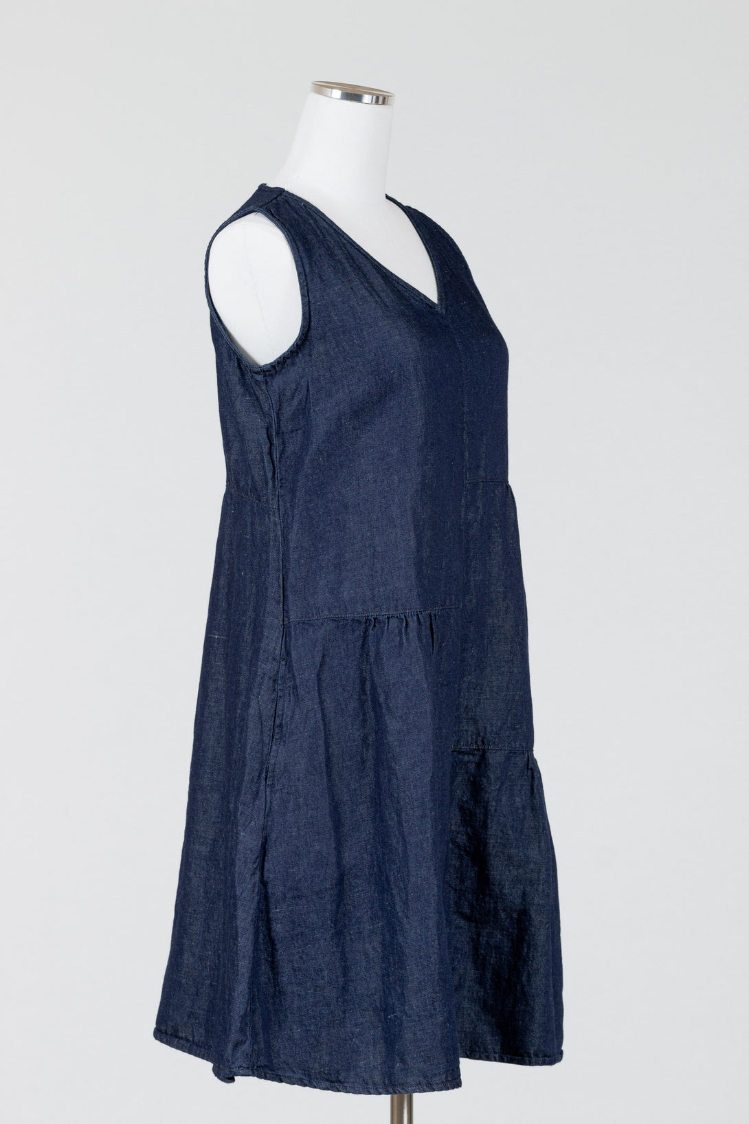 CutLoose-Womens-Clothing-Patch-Dress-VNeck-Flax-Cotton-Denim-Sleeveless-Laundered