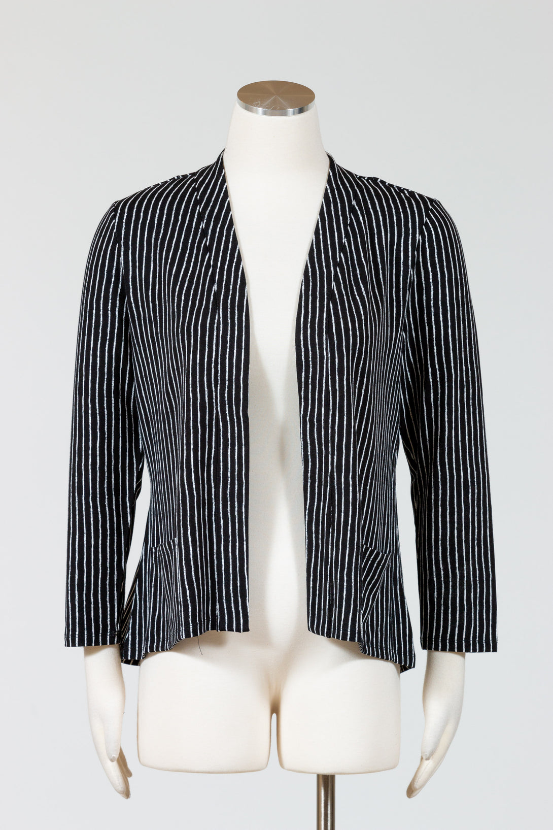 Habitat-Womens-Clothing-Open-Jacket-Cardigan-Topper-Stretch-Black-Stripe