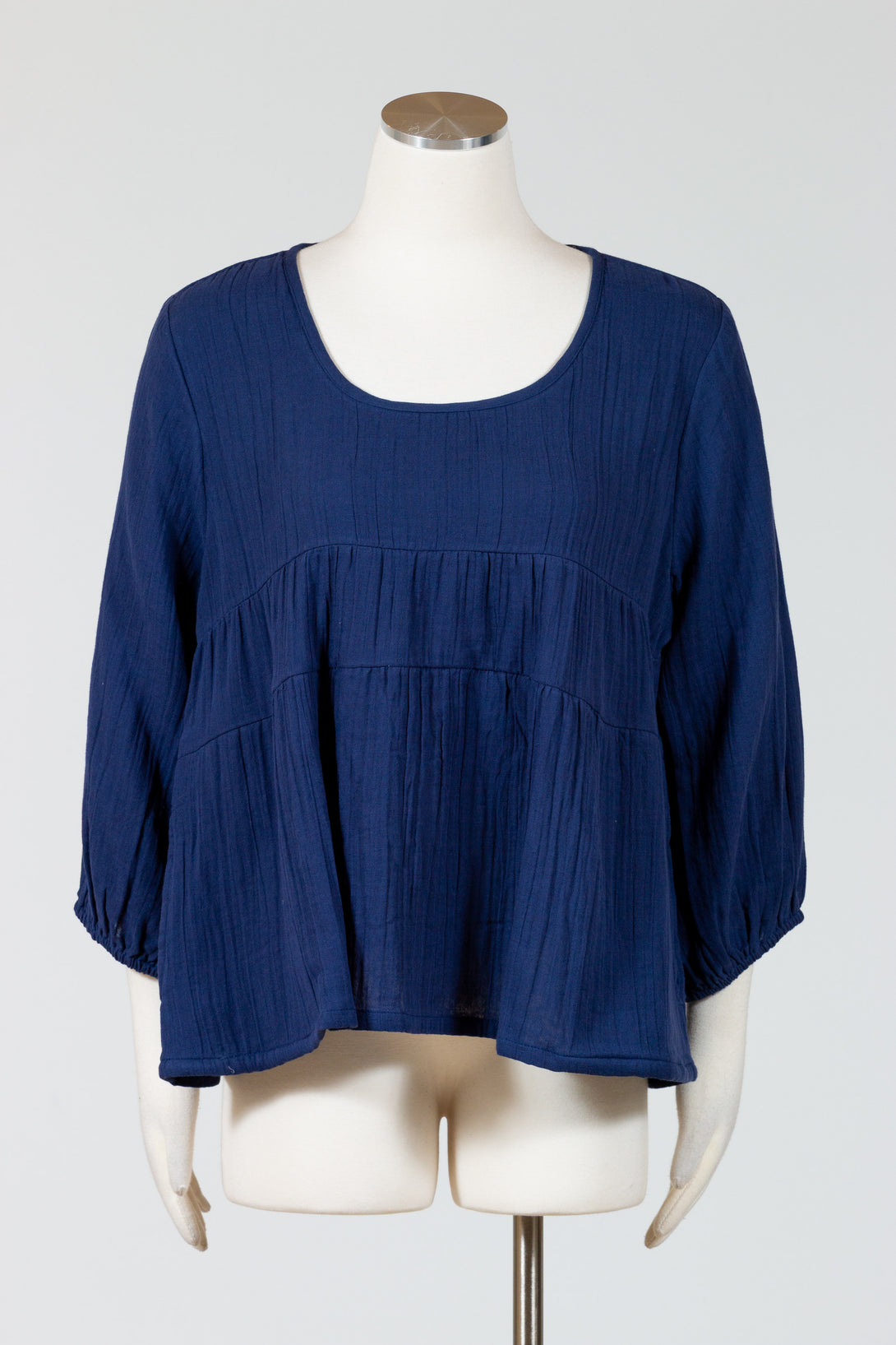 Tulip-Womens-Clothing-Dove-Top-Pullover-Tiered-Cotton-Navy-Blue