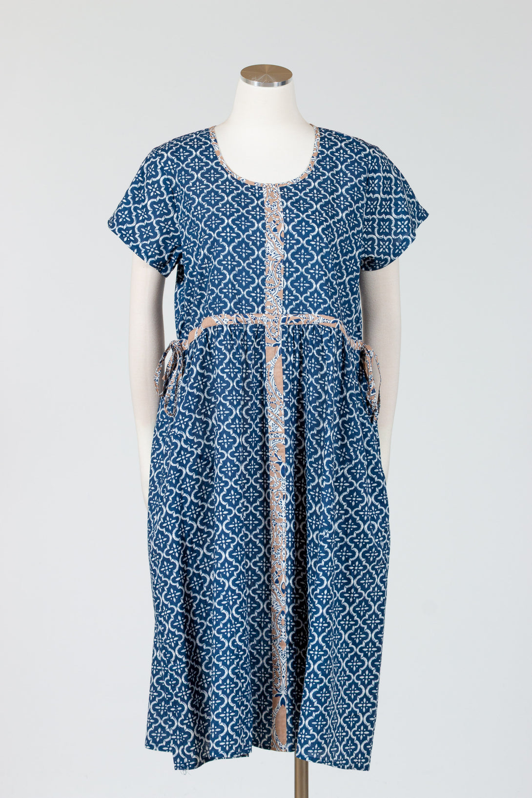 Tulip-Womens-Clothing-Fulton-Dress-Woven-Cotton-Tile-Blue-Print