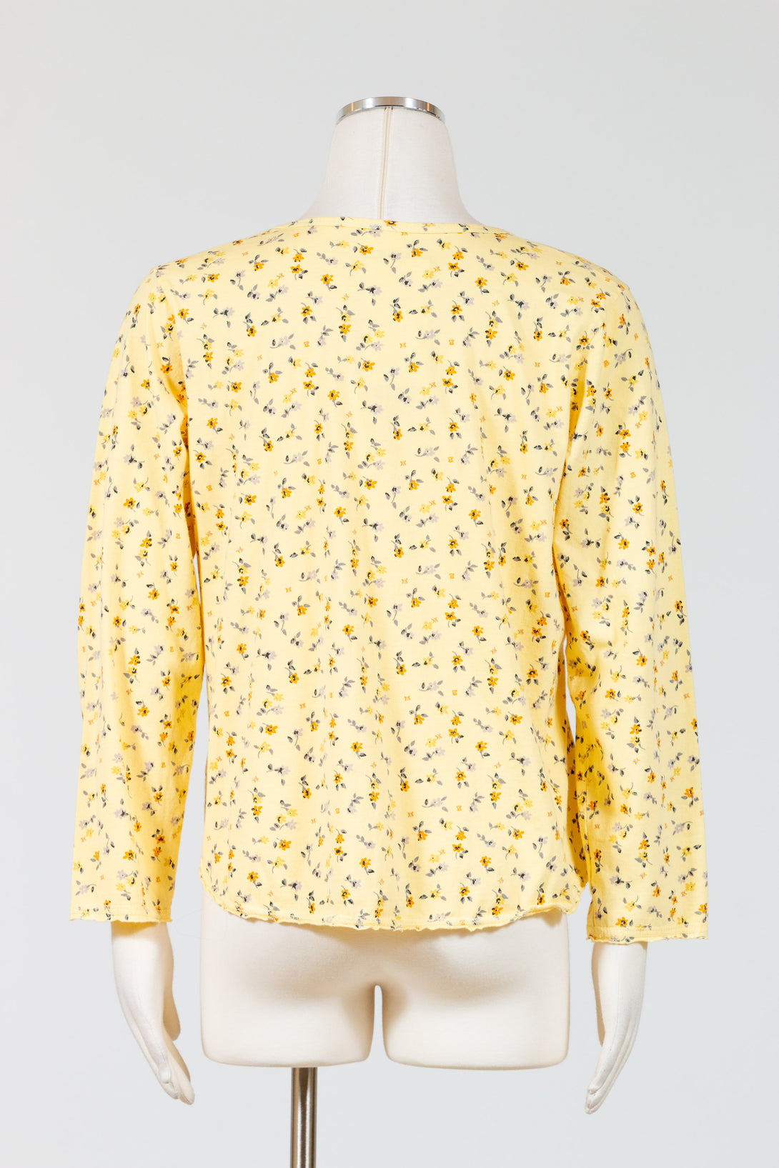 PrairieCotton-Womens-Clothing-Cardigan-Top-Shirt-Cotton-Floral-Print-Marigold-Yellow