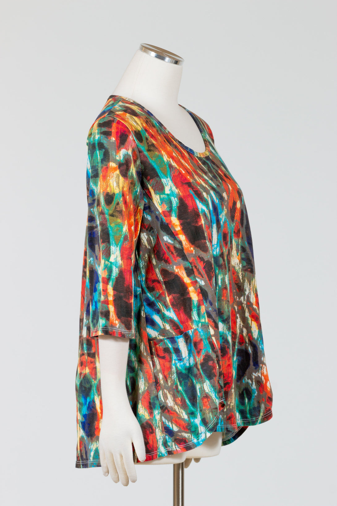 PrairieCotton-Womens-Clothing-Scallopped-Tunic-Top-Shirt-Cotton-Abstract-Print-Multi