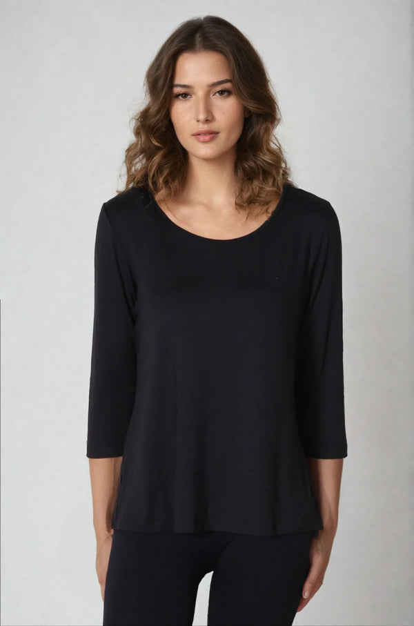 Chalet's 3/4 Sleeve Basic Top is a basic tee with a three quarter sleeve and modest scoop neckline.