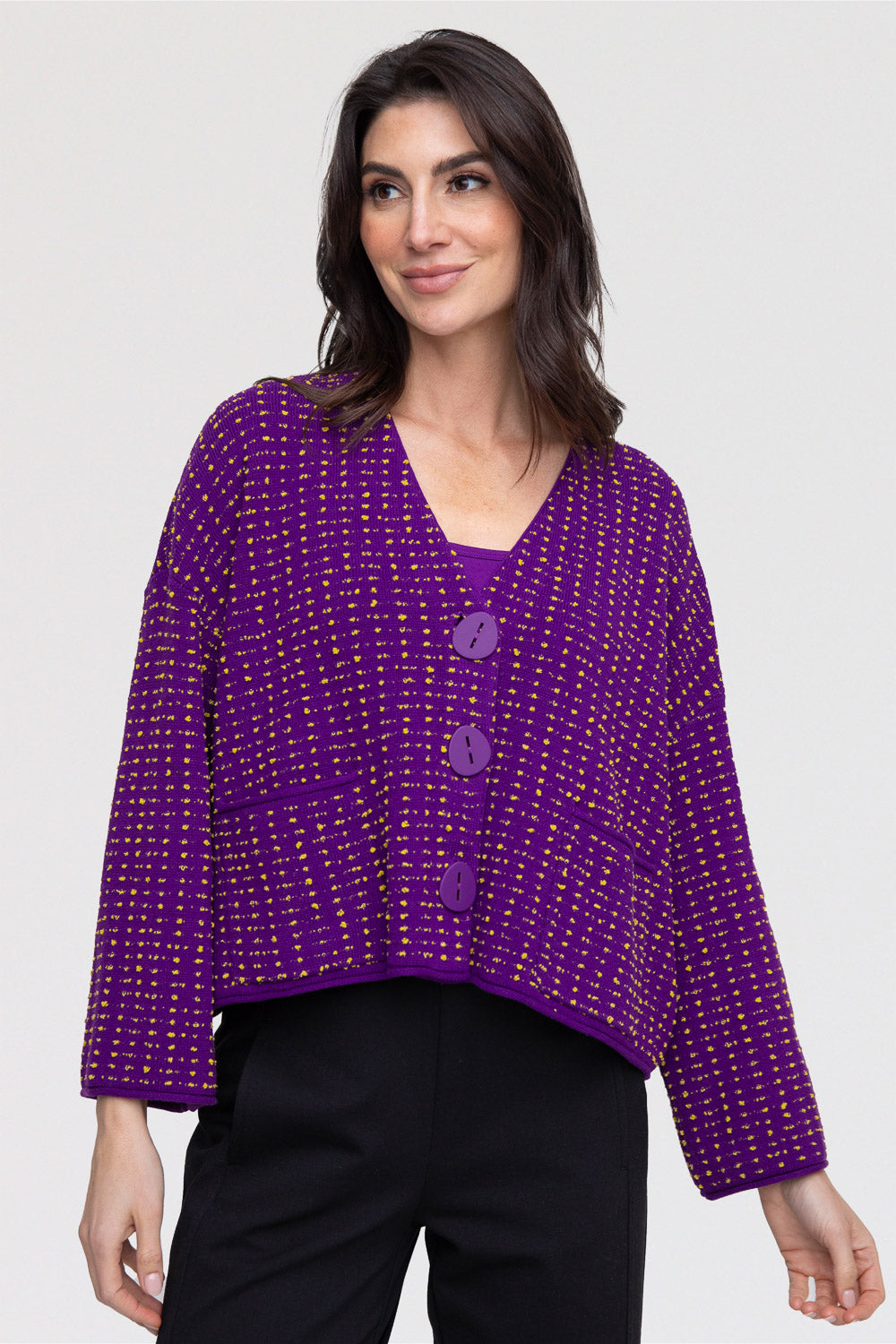 LIV-Habitat-Womens-Clothing-Textured-Dots-Boyfriend-Cardigan-Amethyst-Purple