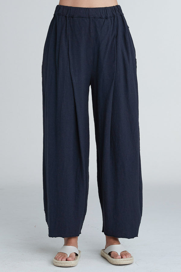 CutLoose-Womens-Clothing-Fashion-Knit-Pleat-Pant-Elastic-Cotton-Linen-LightsOut-Navy-Blue