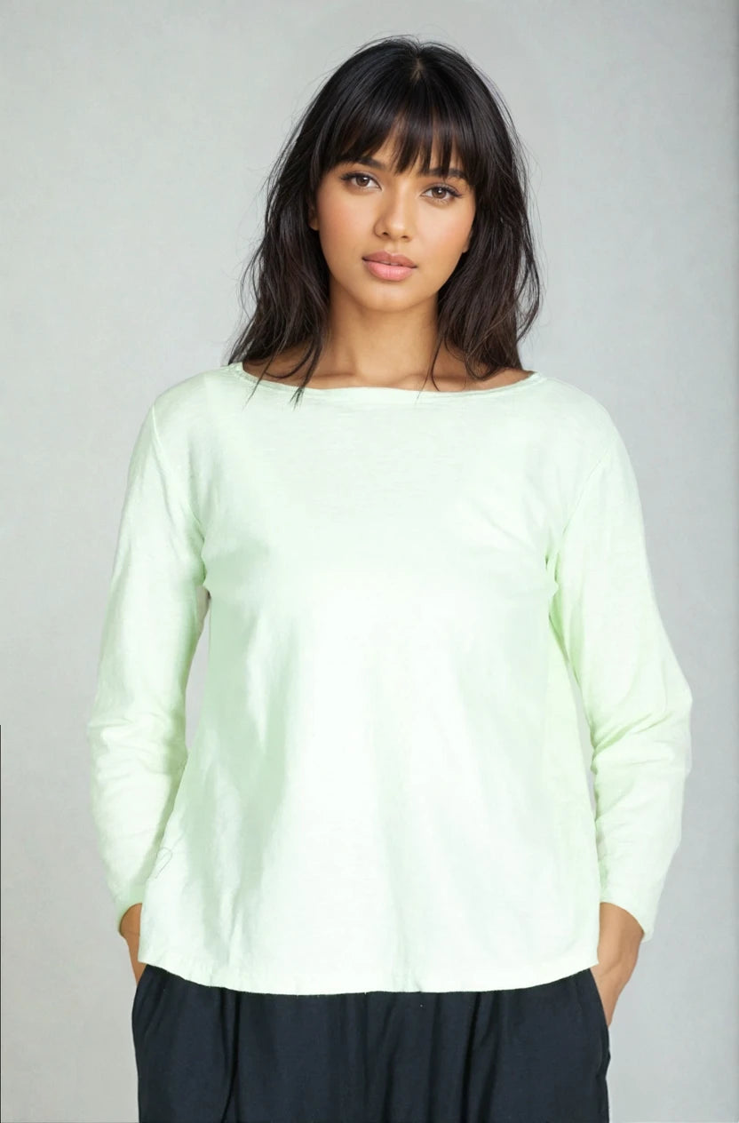 CutLoose-Womens-Clothing-Fashion-Boatneck-Top-Shirt-Cotton-Linen-Mint-Green