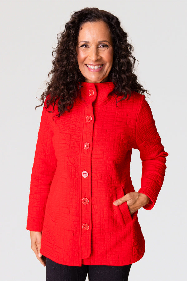 Habitat-Womens-Clothing-Box-Quilt-Shirttail-Knit-Jacket-Apple-Red