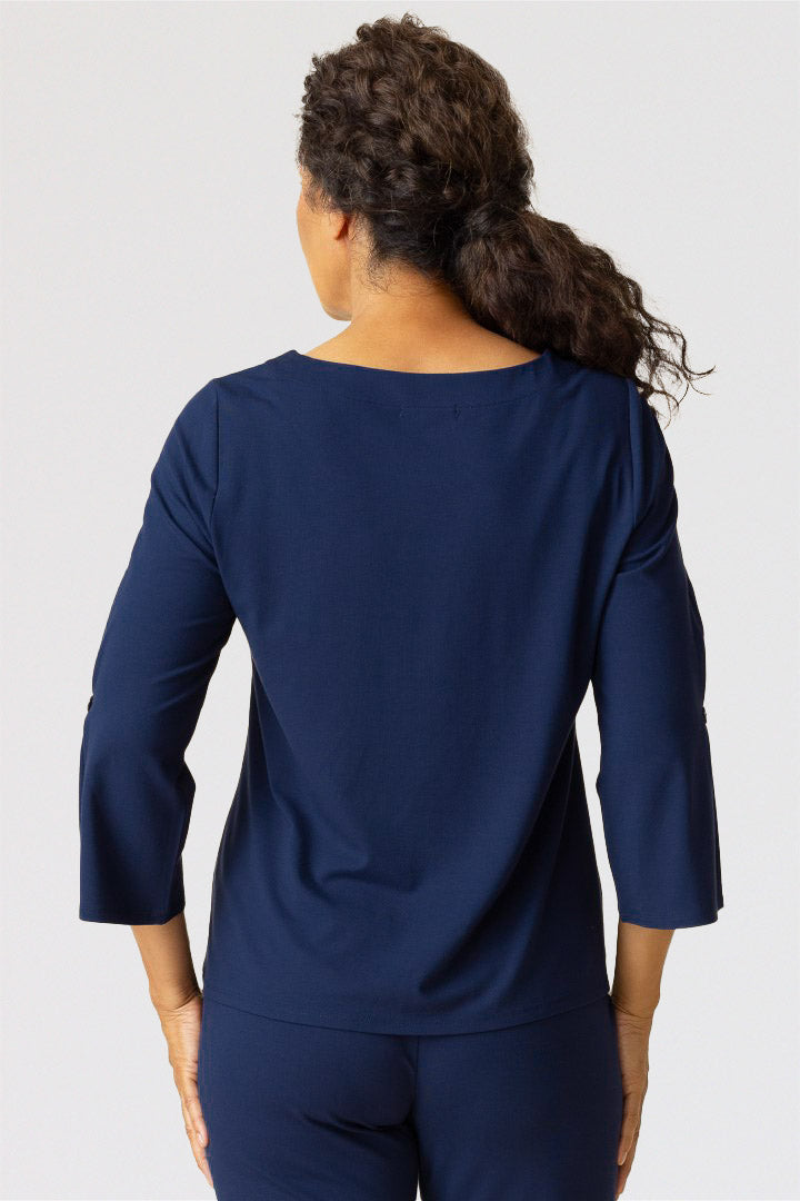 Habitat-Womens-Clothing-Pleated-Tee-CrewNeck-Navy-Blue