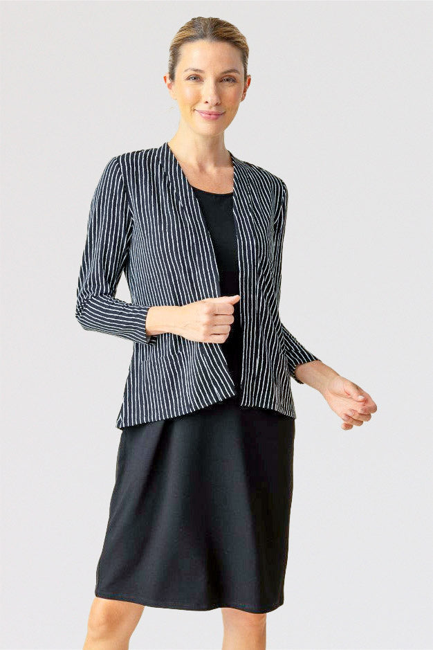 Habitat-Womens-Clothing-Open-Jacket-Cardigan-Topper-Stretch-Black-Stripe