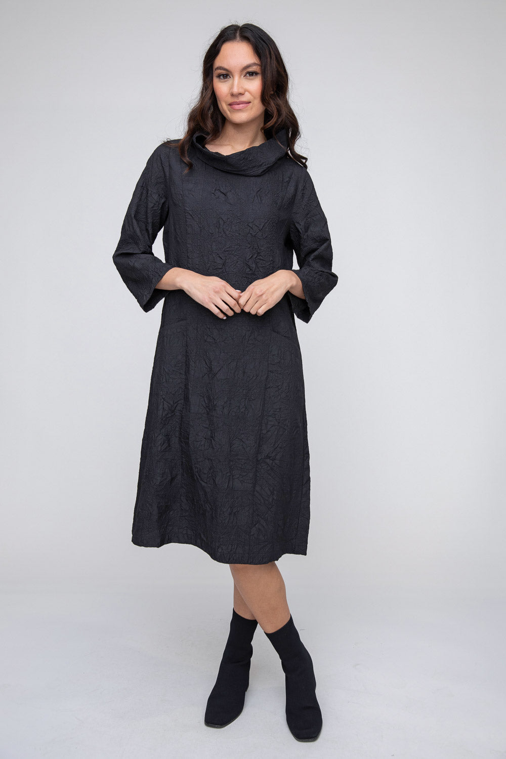 LIV-Habitat-Clothing-Windowpane-Cowl-Dress-Black