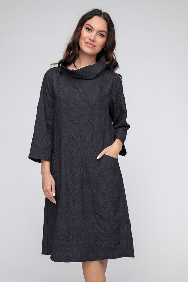 LIV-Habitat-Clothing-Windowpane-Cowl-Dress-Black