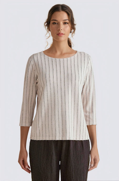 3/4 Sleeve Boat Neck Top