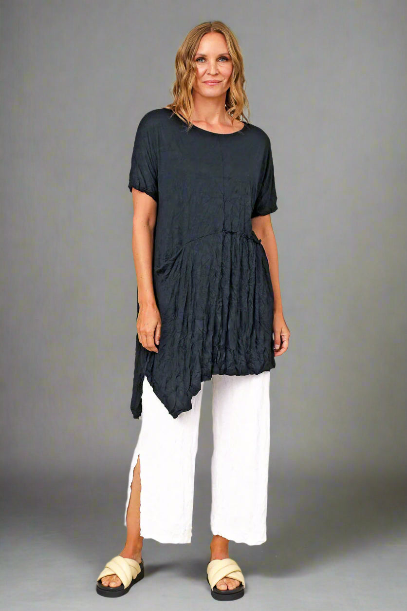 Chalet-Womens-Clothing-Dolly-Tunic-Top-Shirt-Bamboo-Crinkle-Black-