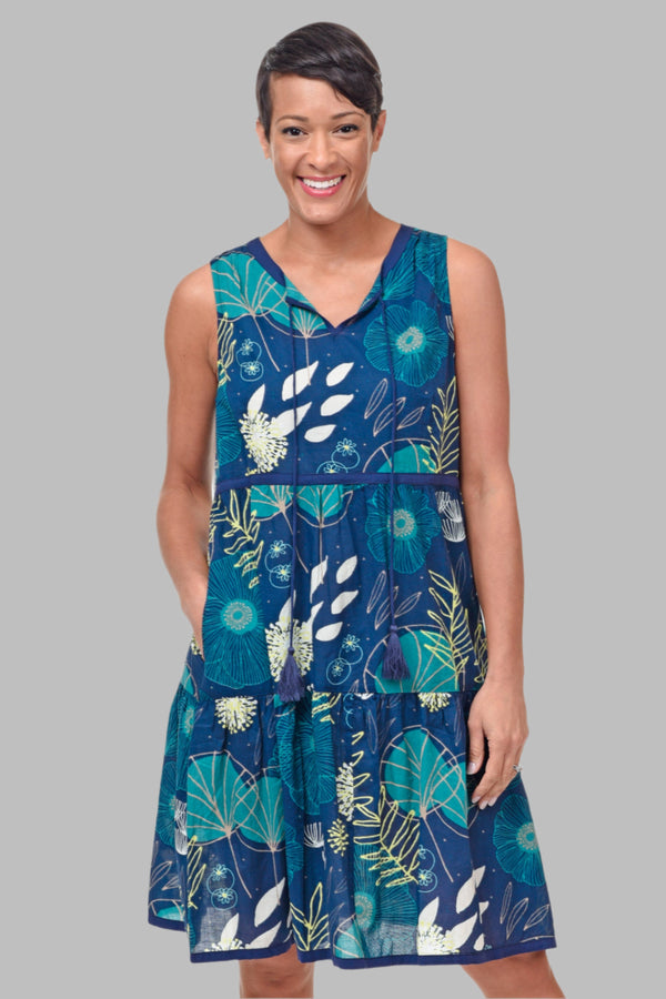 Tulip-Womens-Clothing-Bowman-Dress-Ruffled-Cotton-Portland-Blue-Green-Print