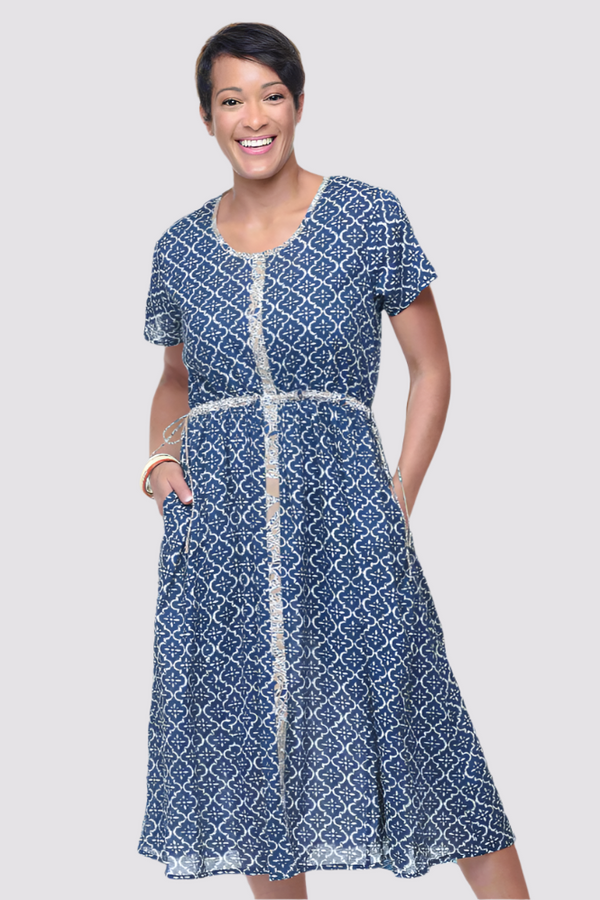 Tulip-Womens-Clothing-Fulton-Dress-Woven-Cotton-Tile-Blue-Print