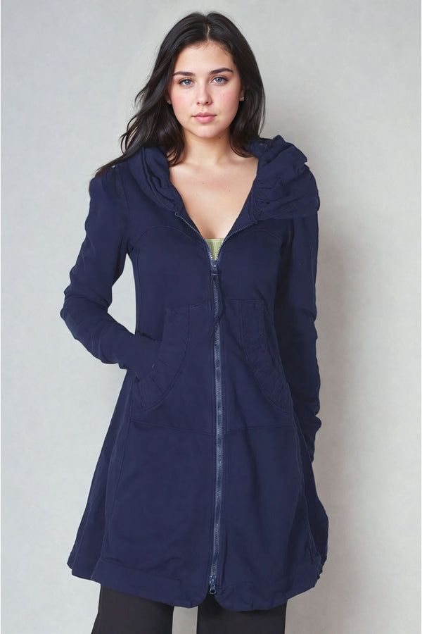 prairie underground navy blue long cloak hoodie 