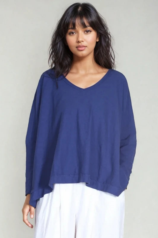 CutLoose-Womens-Clothing-Relaxed-Top-Tunic-Shirt-VNeck-Comfortable-Admiralty-Navy-Blue