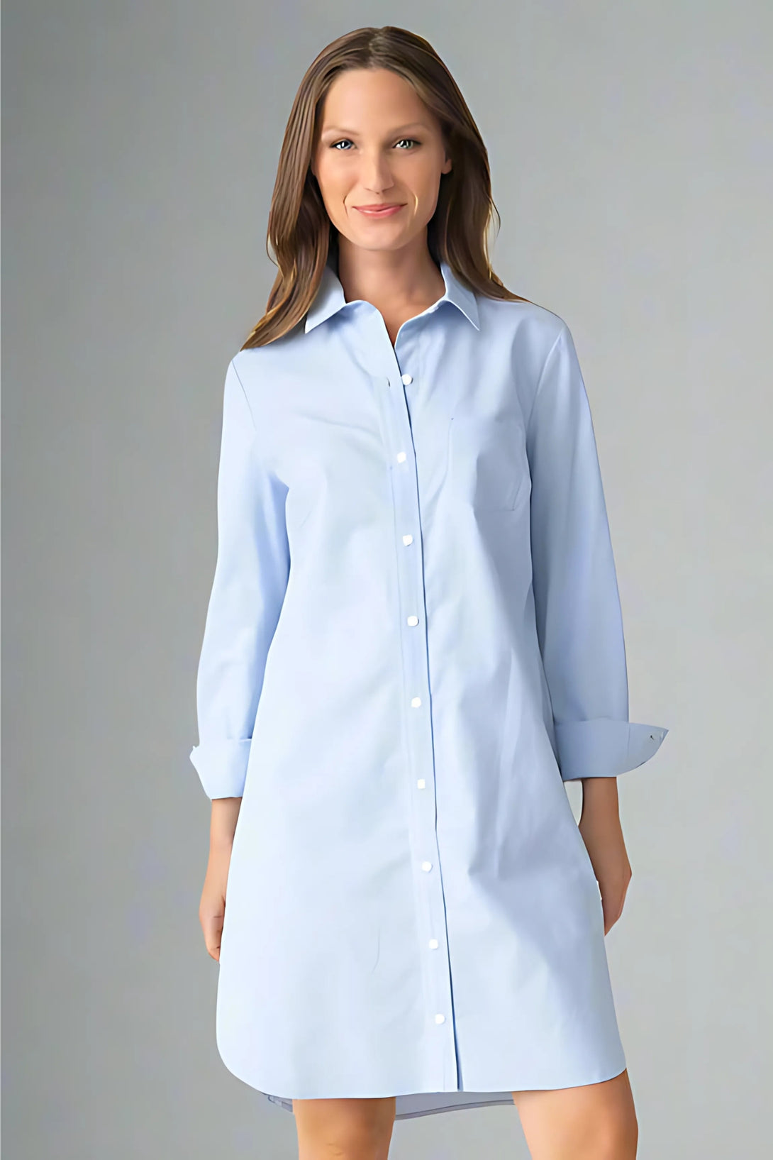 Habitat-Womens-Clothing-Café-Dress-Stretch-Woven-Cotton-Oxford-Blue